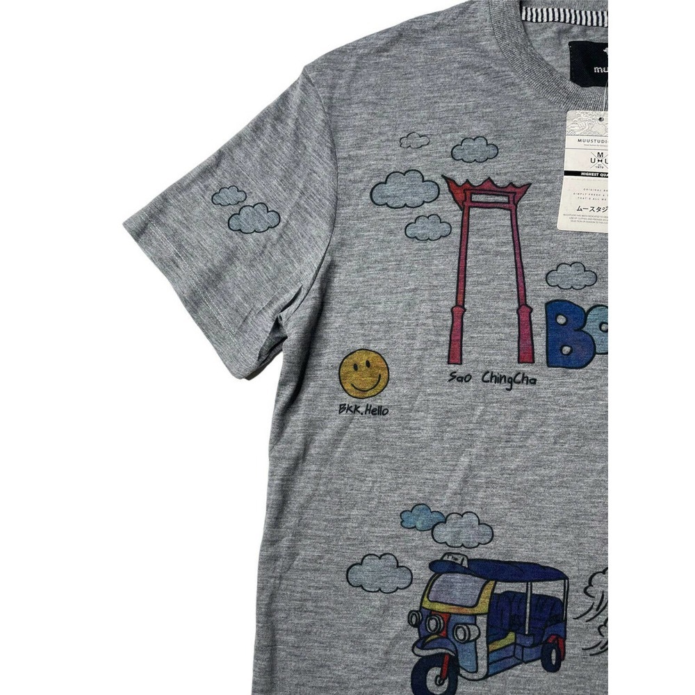 NEW Muustudio Muunique Bangkok Drawing Artist Gray Tourist Souvenir T-Shirt Sz S - Picture 8 of 9